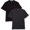 Amazon Essentials Men’s Cotton Short-Sleeve V-Neck T-Shirts, Pack of 2(Black/Charcoal Heather)