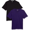 Amazon Essentials Men’s Cotton Short-Sleeve V-Neck T-Shirts, Pack of 2(Black/Dark Purple)