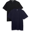 Amazon Essentials Men’s Cotton Short-Sleeve V-Neck T-Shirts, Pack of 2(Black/Navy)