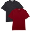 Amazon Essentials Men’s Cotton Short-Sleeve V-Neck T-Shirts, Pack of 2(Charcoal Heather/Burgundy)