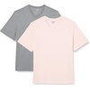 Amazon Essentials Men’s Cotton Short-Sleeve V-Neck T-Shirts, Pack of 2(Heather Grey/Pale Pink)