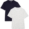 Amazon Essentials Men’s Cotton Short-Sleeve V-Neck T-Shirts, Pack of 2(Navy  Boat Print)