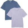 Amazon Essentials Men’s Cotton Short-Sleeve V-Neck T-Shirts, Pack of 2(Washed Blue/Lavender)