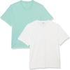 Amazon Essentials Men’s Cotton Short-Sleeve V-Neck T-Shirts, Pack of 2(White/Aqua)