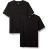 Amazon Essentials Men’s Short-Sleeve Cotton Henley T-Shirt(Black)