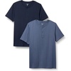 Amazon Essentials Men’s Short-Sleeve Cotton Henley T-Shirt(Denim/Navy)