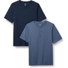 Amazon Essentials Men’s Short-Sleeve Cotton Henley T-Shirt(Navy/Blue)