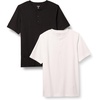 Amazon Essentials Men’s Short-Sleeve Cotton Henley T-Shirt(White/Black)