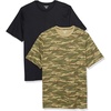 Amazon Essentials Men’s Slim-Fit Crewneck Short Sleeve Cotton T-Shirts(Black  Camo Print)