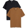 Amazon Essentials Men’s Slim-Fit Crewneck Short Sleeve Cotton T-Shirts(Black/Brown)