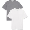 Amazon Essentials Men’s Slim-Fit Crewneck Short Sleeve Cotton T-Shirts(Heather Grey/White)