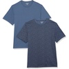 Amazon Essentials Men’s Slim-Fit Crewneck Short Sleeve Cotton T-Shirts(Washed Blue  Tonal Floral Print)