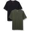Amazon Essentials Short Sleeve Henley Shirt for Men – Regular-Fit Pique (Available in Big & Tall), Pack of 2(Black/Olive)