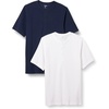 Amazon Essentials Short Sleeve Henley Shirt for Men – Regular-Fit Pique (Available in Big & Tall), Pack of 2(Navy/White)