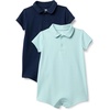 Amazon Essentials x Sofia Grainge Baby Boys’ Short Sleeve Cotton Romper with Snap Closure, Breathable(Navy/Pale Mint Green)