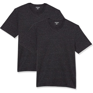 Amazon Essentials Men’s Cotton Short-Sleeve V-Neck T-Shirts, Pack of 2(Charcoal Heather/Charcoal Heather)