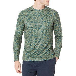 Amazon Essentials Men’s Long-Sleeve Quick-Dry UPF 50 Swim Tee(Olive Hibiscus)
