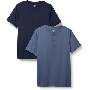 Amazon Essentials Men’s Short-Sleeve Cotton Henley T-Shirt(Denim/Navy)