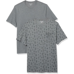 Amazon Essentials Men’s Short-Sleeve Crewneck Pocket T-Shirts(Heather Grey/Heather Grey)
