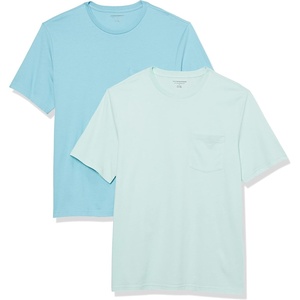 Amazon Essentials Men’s Short-Sleeve Crewneck Pocket T-Shirts(Light Blue/Light Aqua)