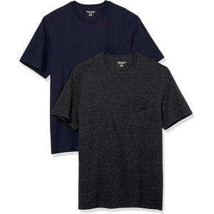 Amazon Essentials Men’s Short-Sleeve Crewneck Pocket T-Shirts(Navy/Charcoal Heather)