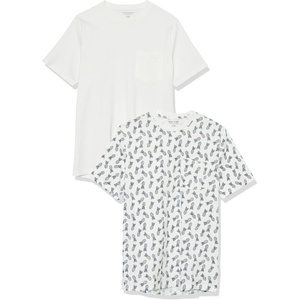 Amazon Essentials Men’s Short-Sleeve Crewneck Pocket T-Shirts(White  Pineapple Print)