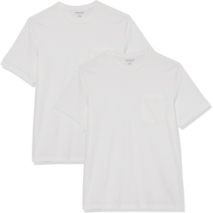 Amazon Essentials Men’s Short-Sleeve Crewneck Pocket T-Shirts(White/White)