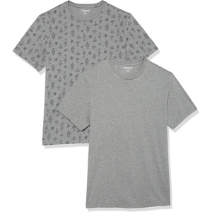 Amazon Essentials Men’s Slim-Fit Crewneck Short Sleeve Cotton T-Shirts(Heather Grey cactus Print)