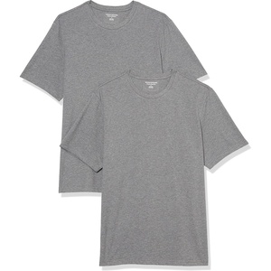 Amazon Essentials Men’s Slim-Fit Crewneck Short Sleeve Cotton T-Shirts(Heather Grey/Heather Grey)