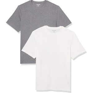Amazon Essentials Men’s Slim-Fit Crewneck Short Sleeve Cotton T-Shirts(Heather Grey/White)