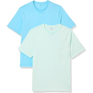 Amazon Essentials Men’s Slim-Fit Crewneck Short Sleeve Cotton T-Shirts(Light Blue/Light Aqua)