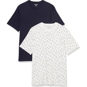 Amazon Essentials Men’s Slim-Fit Crewneck Short Sleeve Cotton T-Shirts(Navy  Boat Print)