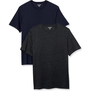 Amazon Essentials Men’s Slim-Fit Crewneck Short Sleeve Cotton T-Shirts(Navy/Charcoal Heather)