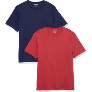 Amazon Essentials Men’s Slim-Fit Crewneck Short Sleeve Cotton T-Shirts(Navy/Dark Red)