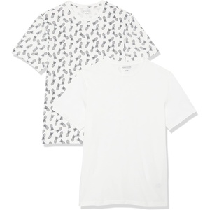 Amazon Essentials Men’s Slim-Fit Crewneck Short Sleeve Cotton T-Shirts(White pineapple Print)