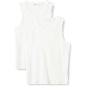 Amazon Essentials Men’s Slim-Fit Ribbed Tank Top, Pack of 2(White)