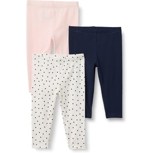 Amazon Essentials Unisex Toddlers and Babies’ Leggings(Navy/Pale Pink/Dots)