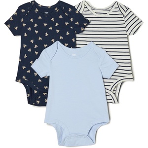 Amazon Essentials x Sofia Grainge Unisex Babies’ Short Sleeve Crewneck Bodysuit(Bunnies/Light Blue/Stripe)