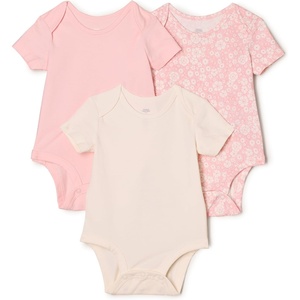 Amazon Essentials x Sofia Grainge Unisex Babies’ Short Sleeve Crewneck Bodysuit(Delicate Floral/Ivory/Pink)