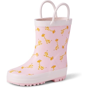 Amazon Essentials x Sofia Grainge Unisex Toddlers’ Waterproof Rubber Rain Boots for Boys and Girls(Light Pink Giraffes)