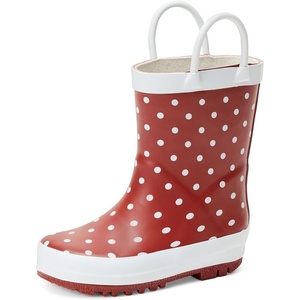 Amazon Essentials x Sofia Grainge Unisex Toddlers’ Waterproof Rubber Rain Boots for Boys and Girls(Raspberry Big Red Dots)