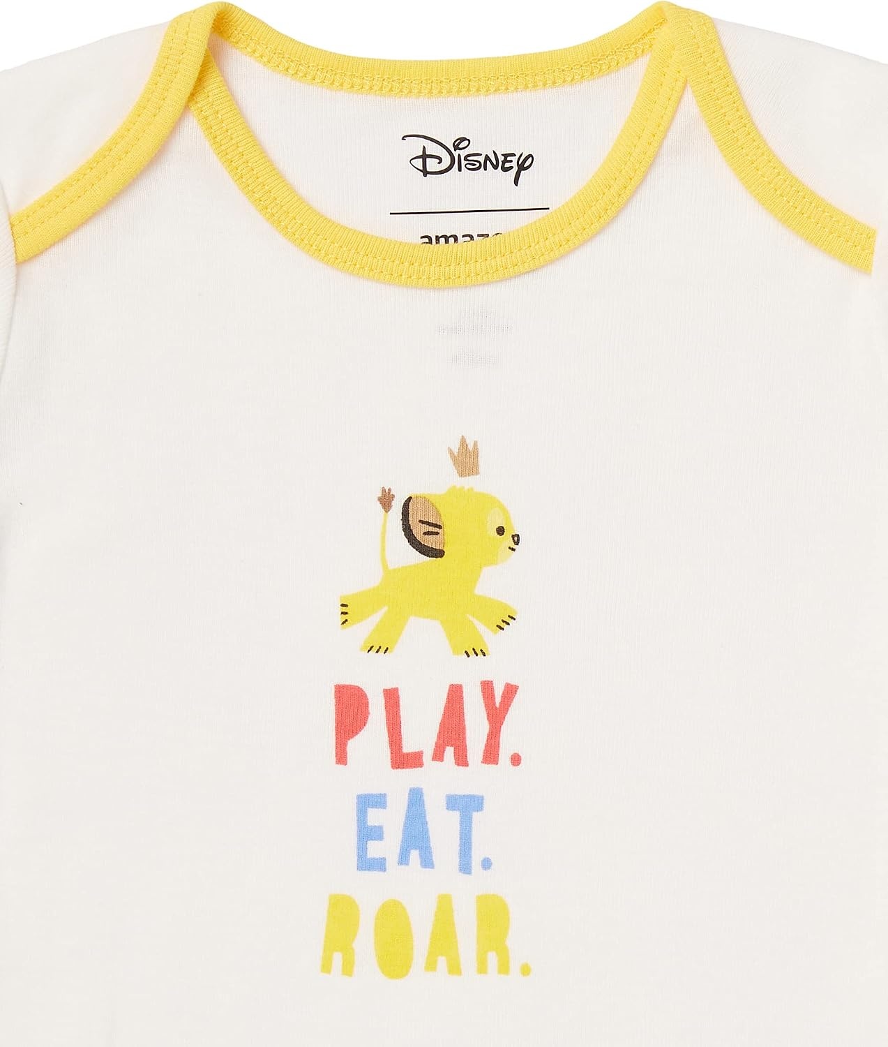 image:imageAmazon Essentials Disney Unisex Babies Cotton Knit LongSleeve Bodysuits Pack of 5Lion King Play Eat Roar