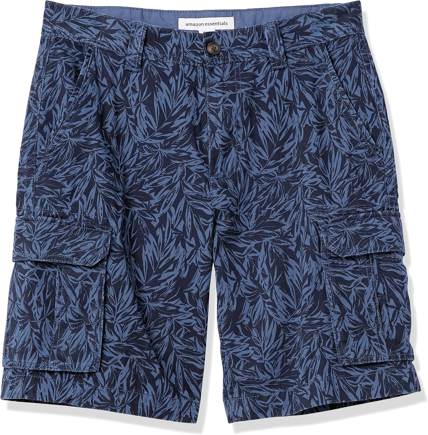 image:imageAmazon Essentials Mens 10 ClassicFit Cotton Twill Cargo Shorts Multiple Pockets Available in Big amp TallIndigo Palm Leaf Print