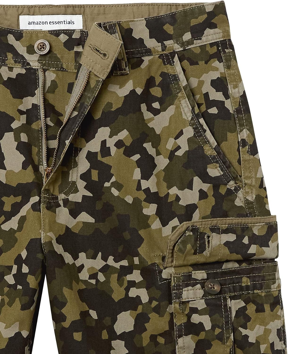 image:imageAmazon Essentials Mens 10 ClassicFit Cotton Twill Cargo Shorts Multiple Pockets Available in Big amp TallOlive Camo