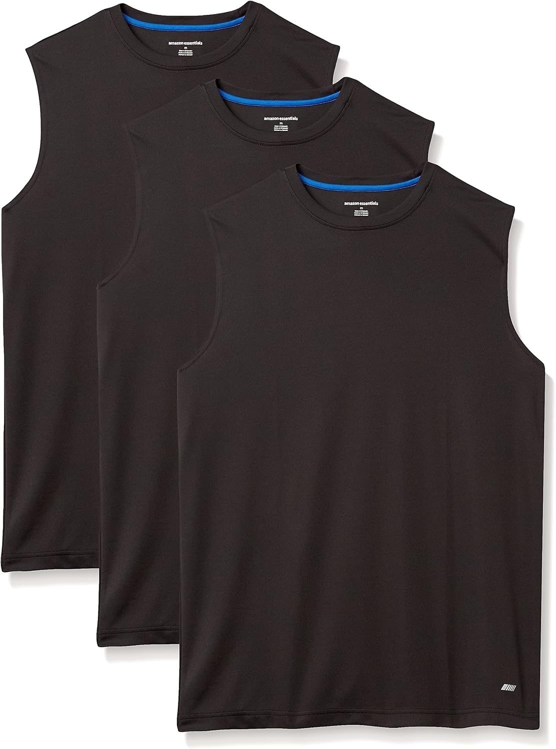 image:imageAmazon Essentials Mens Active Performance Tech Muscle Sleeveless Top Breathable Moisture Wicking Workout ShirtBlack
