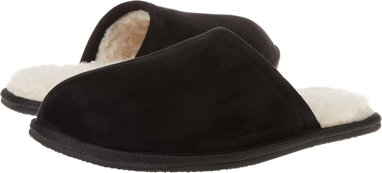 image:imageAmazon Essentials Mens Cozy Non Slip House SlippersBlack Microsuede