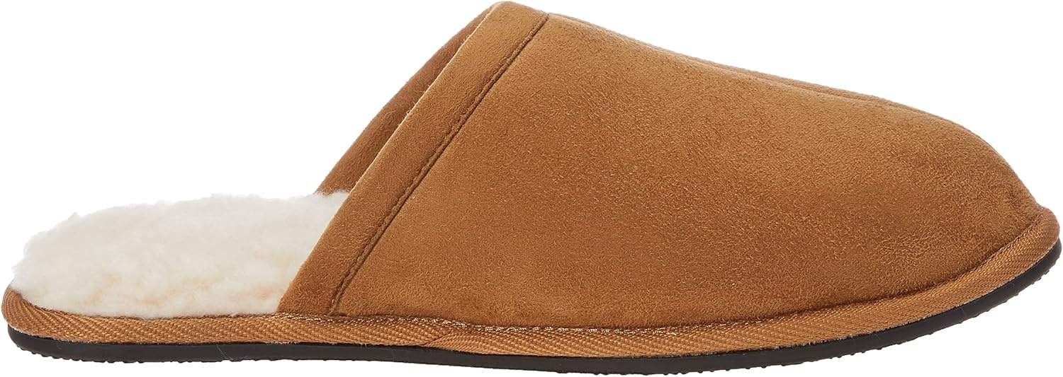 image:imageAmazon Essentials Mens Cozy Non Slip House SlippersChestnut Brown Microsuede
