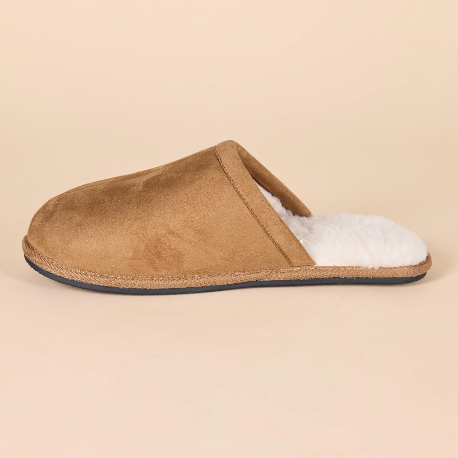 image:imageAmazon Essentials Mens Cozy Non Slip House SlippersChestnut Brown Microsuede