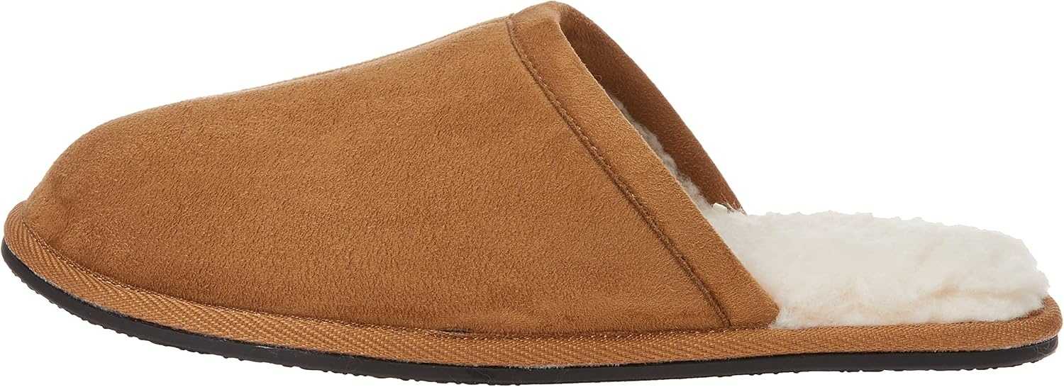 image:imageAmazon Essentials Mens Cozy Non Slip House SlippersChestnut Brown Microsuede
