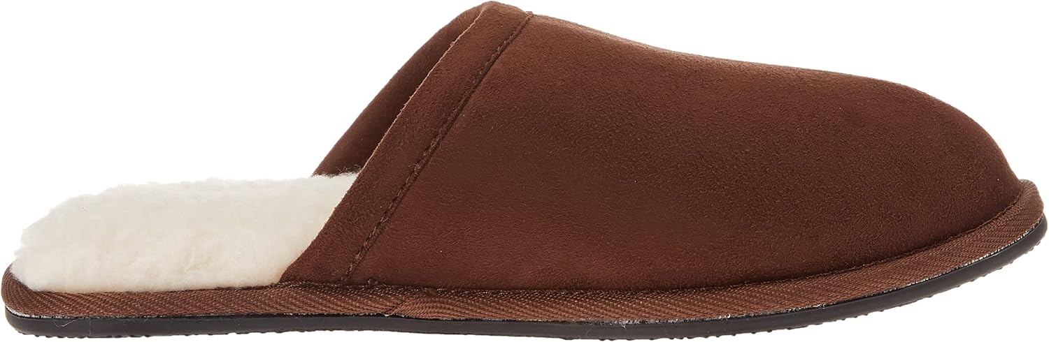image:imageAmazon Essentials Mens Cozy Non Slip House SlippersDark Toffee Brown Microsuede